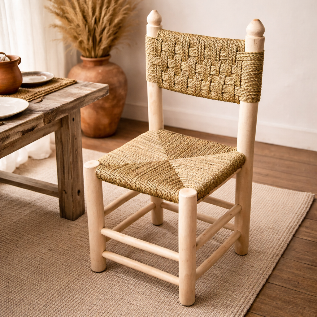 Artisan Wooden Lounge chair – Minimal Rustic Design Collage