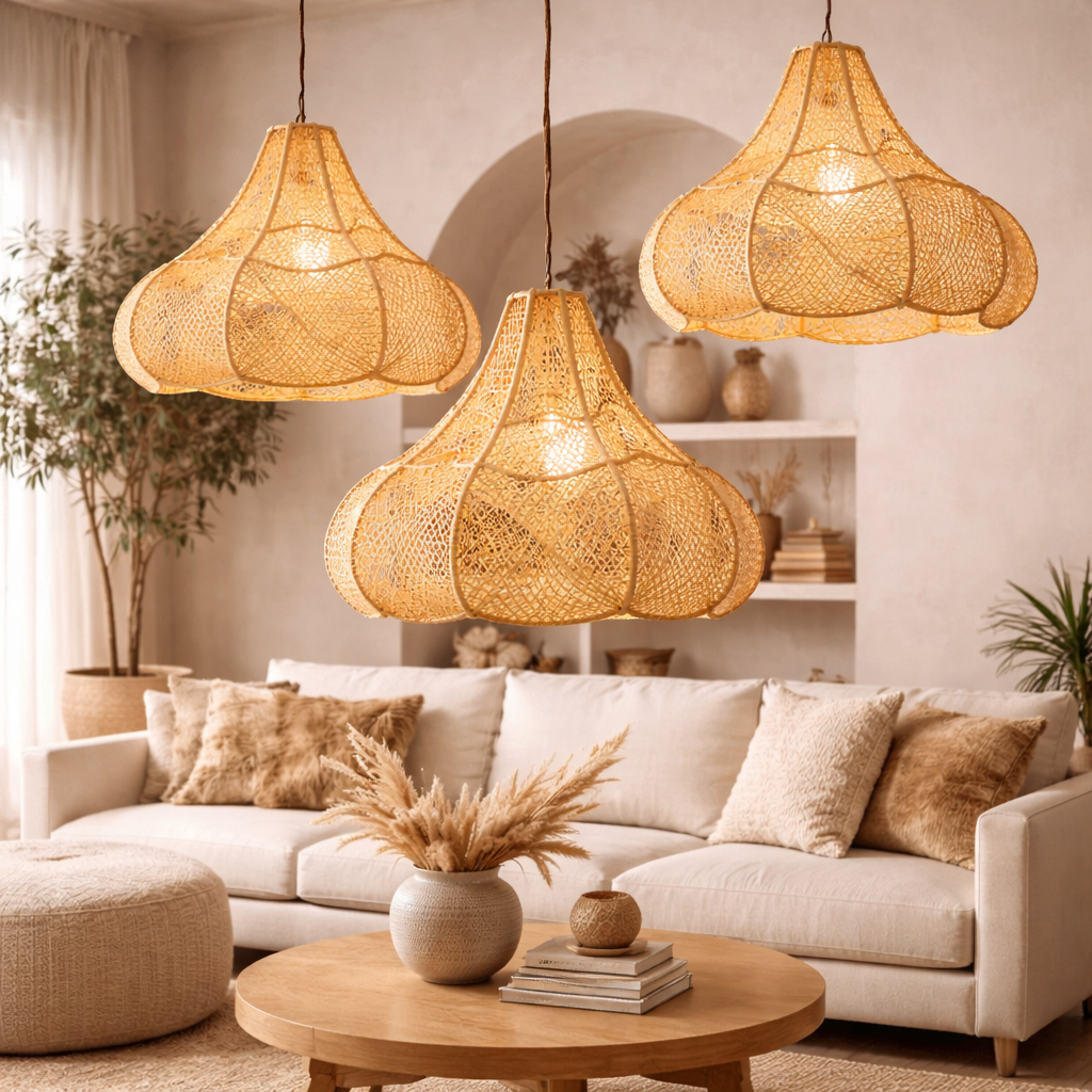 Luxury Handwoven Raffia Pendant Lamp
